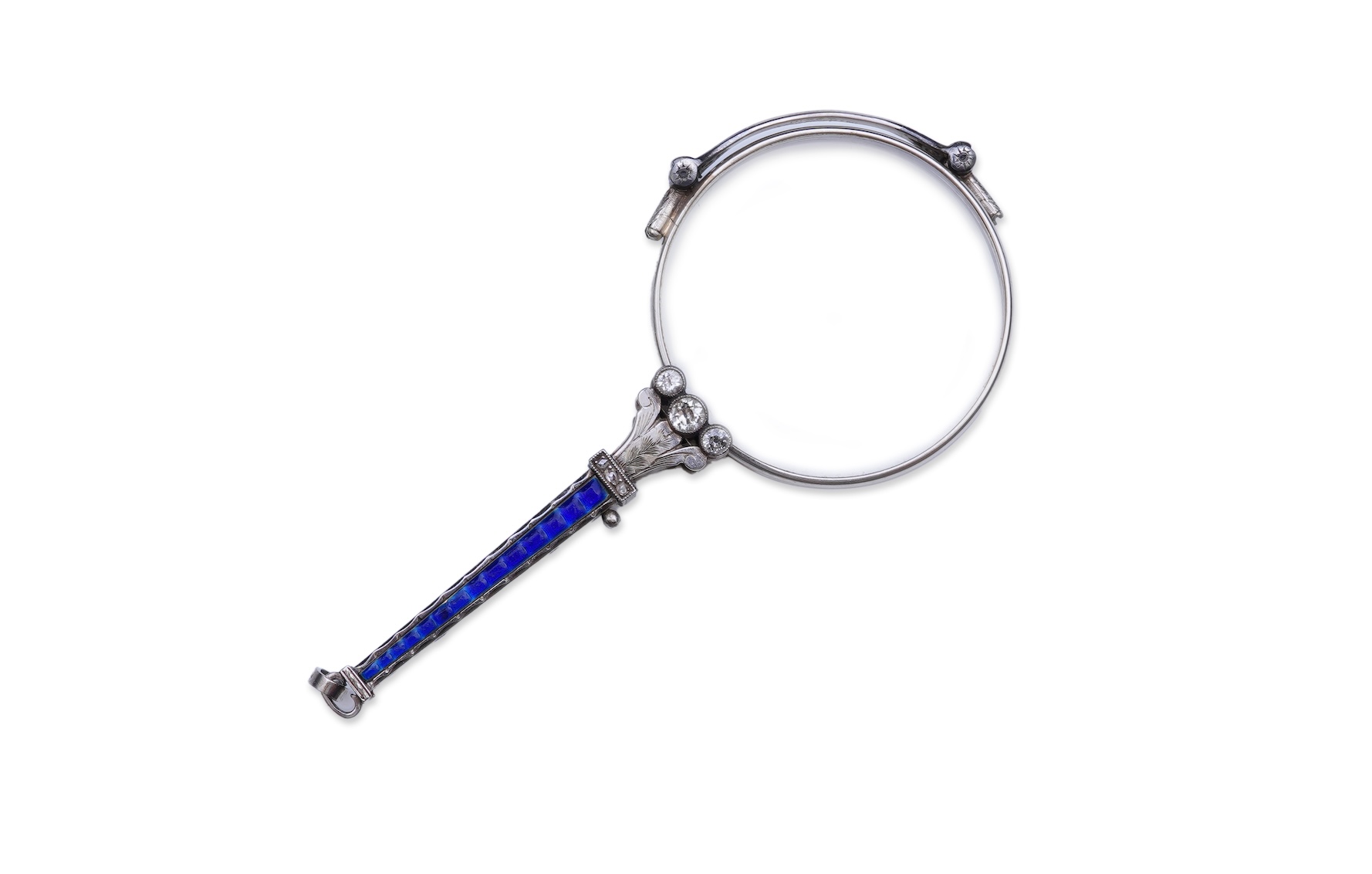 CW Dixey & Son, a diamond and enamel lorgnette, early 20th century